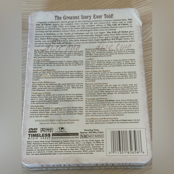 The Life of Christ (DVD, 2010, 2-DVD Set, Tin Case) New Sealed great Easter Gift - Picture 2 of 4